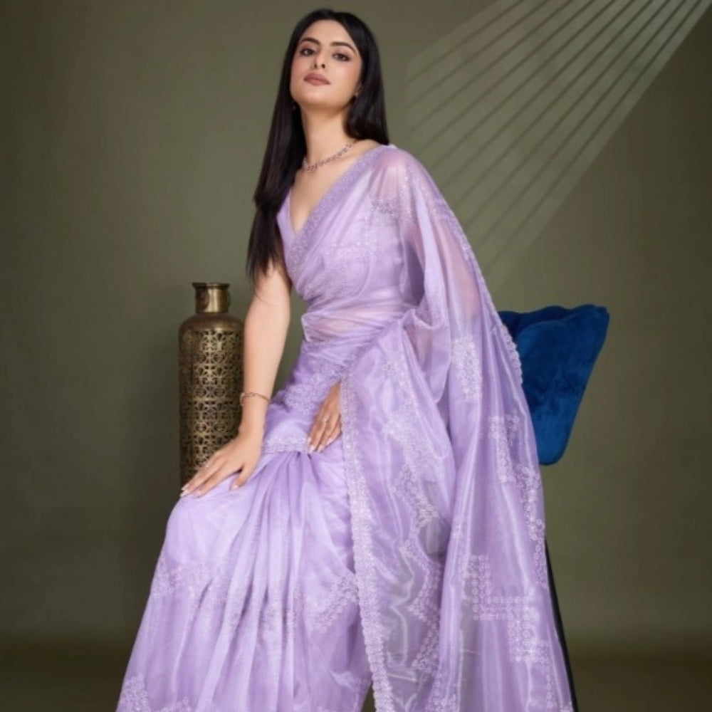 Embroidered Net Saree