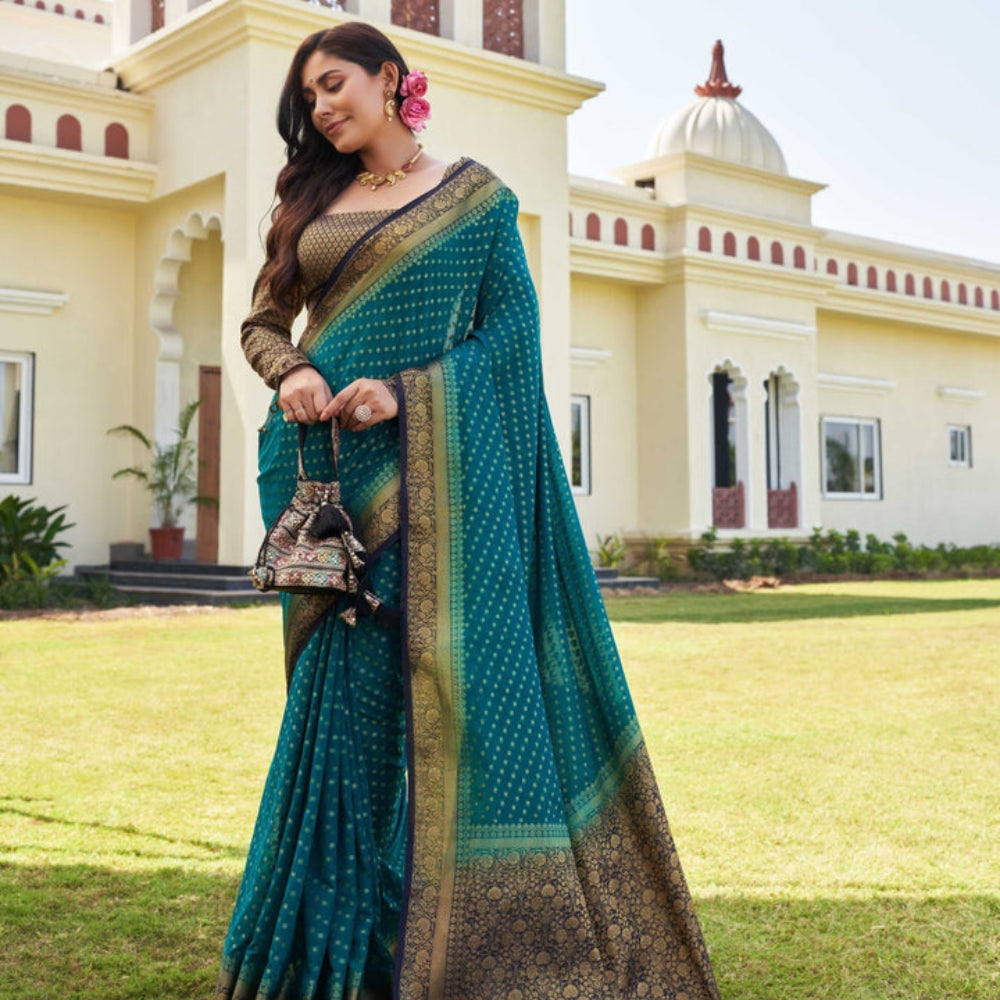 Turquoise Georgette Sarees