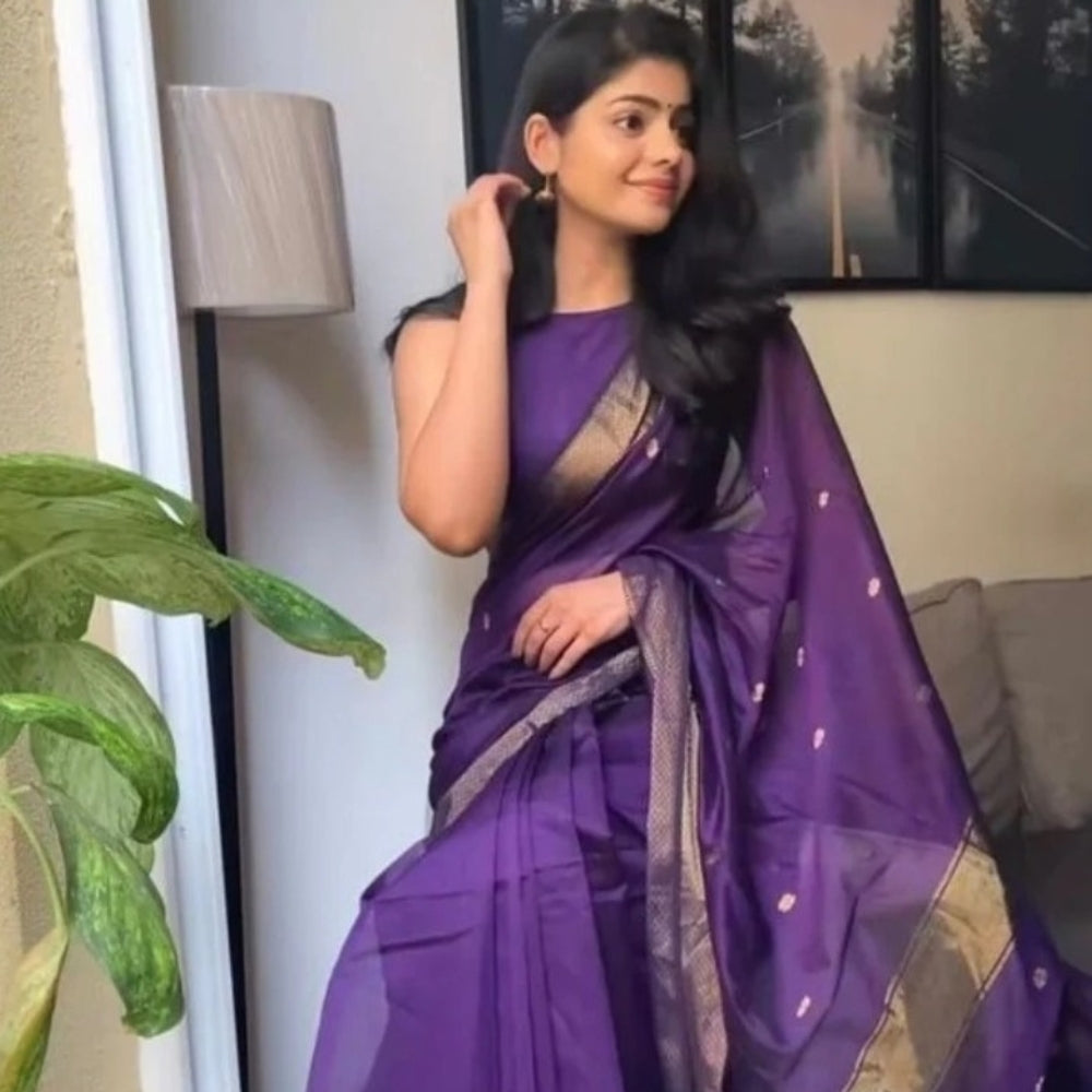 Cotton Silk Saree With Blouse