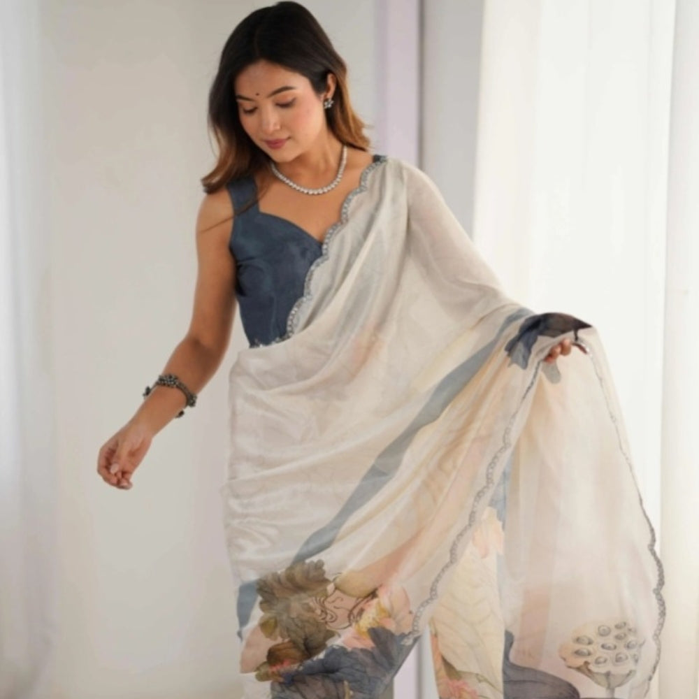 Floral Printed Chiffon saree