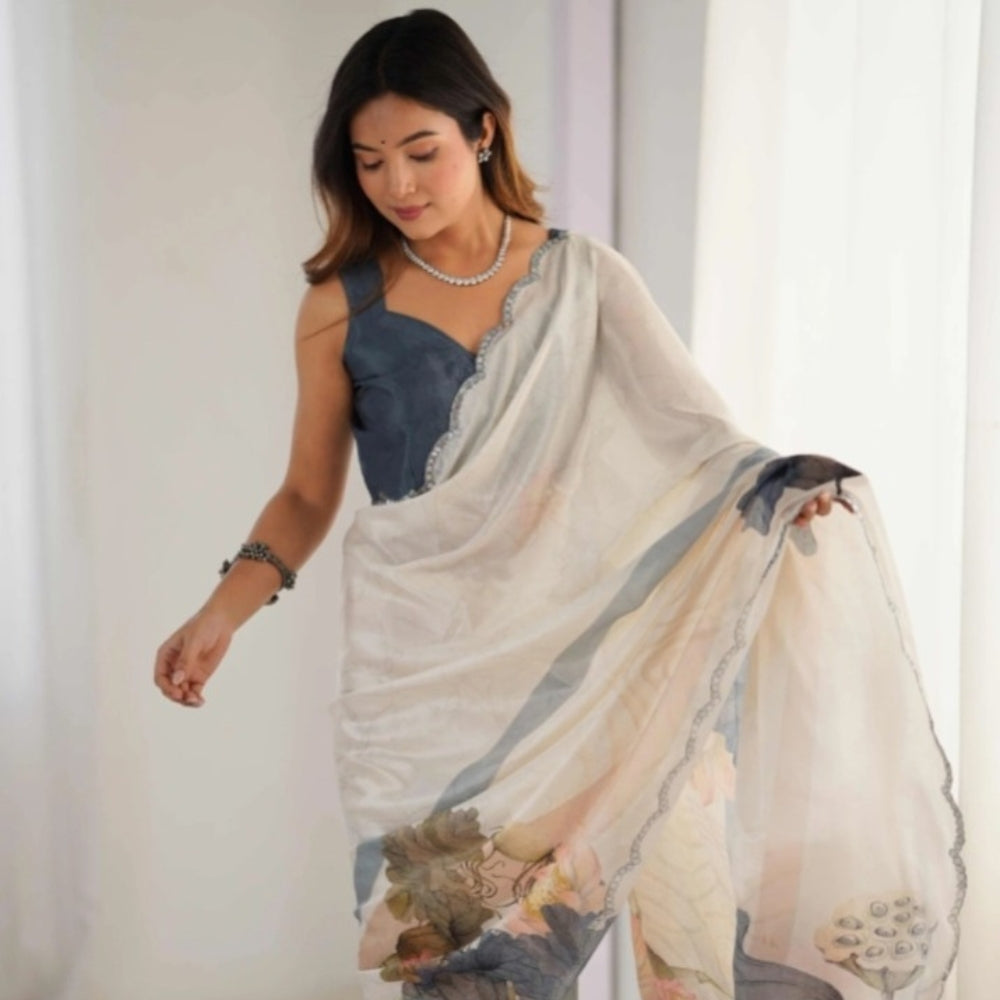 Floral Printed Chiffon saree