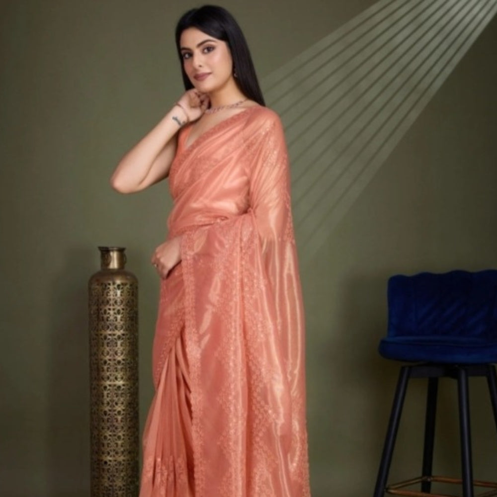 Embroidered Net Saree