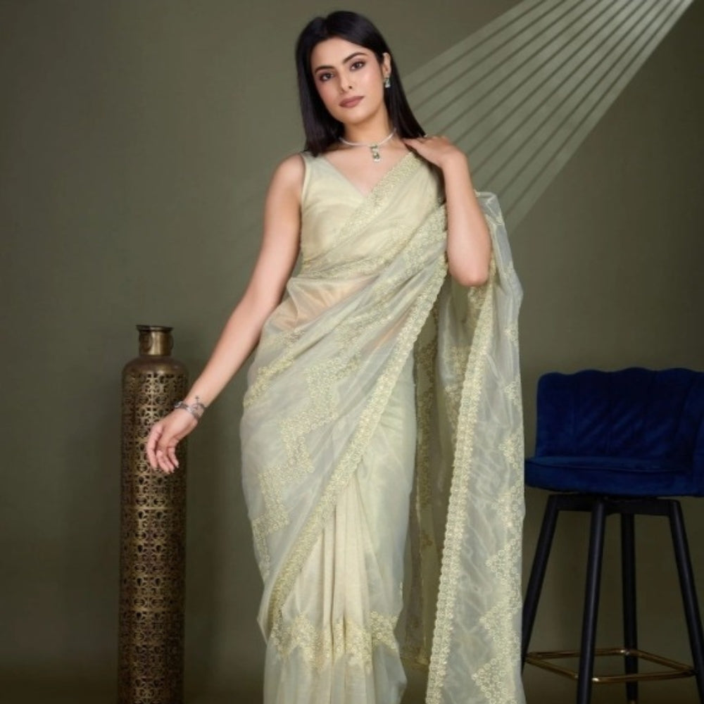 Embroidered Net Saree