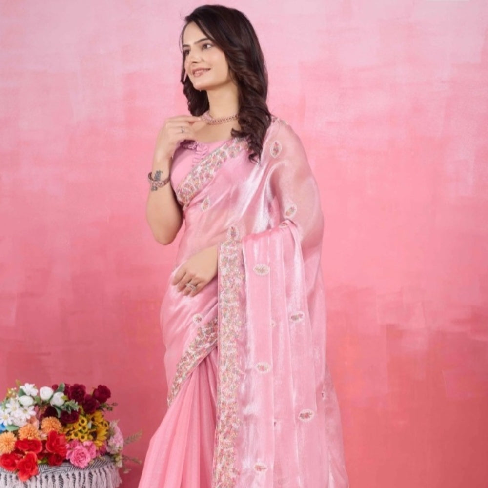 Embroidered Net Saree
