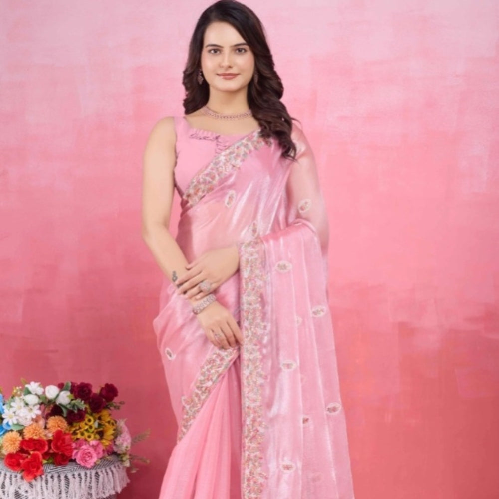 Embroidered Net Saree