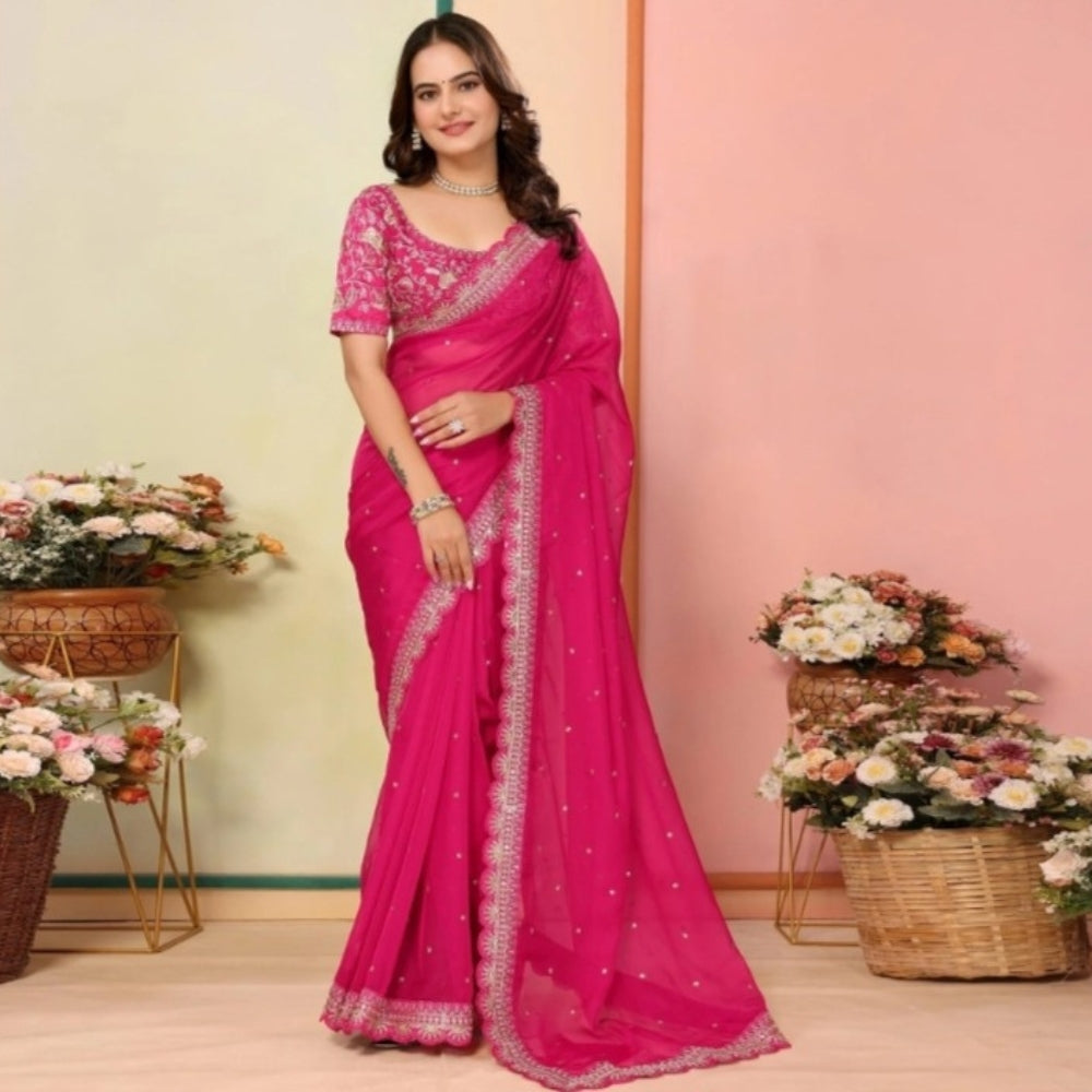 Embroidered Net Saree
