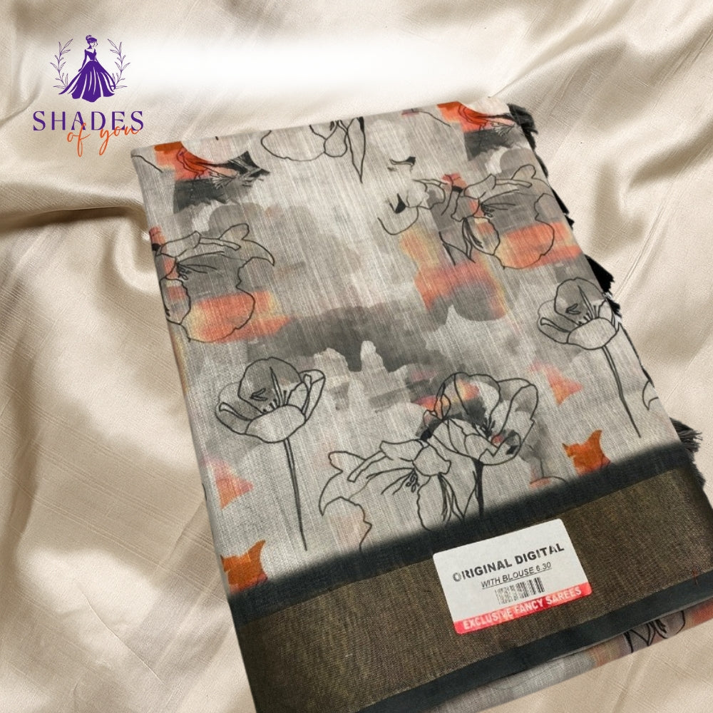 Linen Digital Saree
